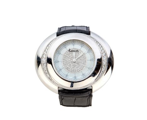 Kutchinsky. A diamond set quartz wristwatch Excentric, Limited edition no. 022, Circa 2000 Quartz movement, round mother of p