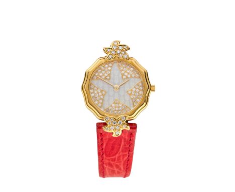 Corum. An 18ct gold diamond set wristwatch Circa 1980, Numbered 30.937.65 556129 Quartz movement, pavé diamond set dial with 