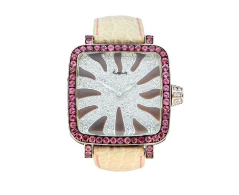 Kutchinsky. A gem set quartz wristwatch Convex, Limited edition no. 012 Quartz movement, pavé diamond square dial with light 