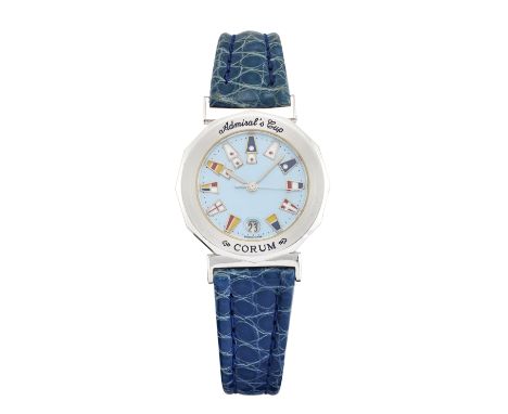 Corum. An 18ct white gold quartz calendar wristwatch Admirals Cup, Ref: 39.910.59 V-86, Circa 2000 Quartz movement, mother of