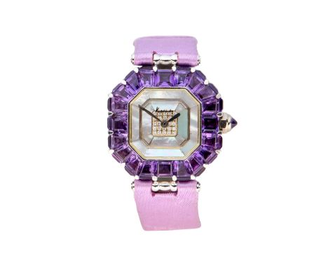 Kutchinsky. A gold amethyst set quartz wristwatch Harmony, Circa 1990 Octagonal mother of pearl dial with pavé diamond centra