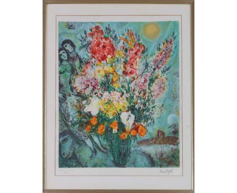 MARC CHAGALL (1887 Peskowatik bei Vitebsk - 1985 Saint-Paul-de-Vence) Farblithografie auf Japanpapier, ¨Le bouquet illuminant