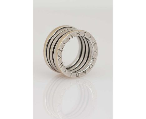 BULGARI 4-Band Ring, B.ZERO1 750er Weißgold, an den Seiten graviert BVLGARI, innen gestempelt Made in Italy, 750, Bvlgari, Ri