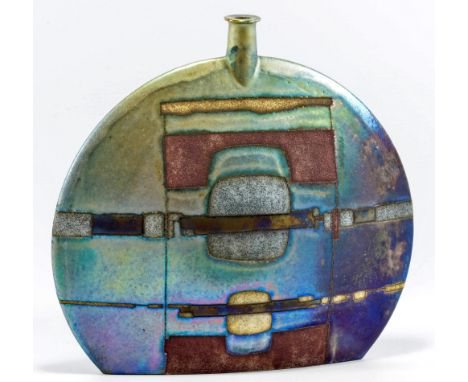 EMILI BIARNES (born 1956); a flask form with metallic lustre decoration, painted mark, height 27.5cm. (D)   CONDITION REPORT: