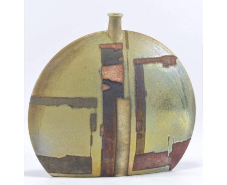 EMILI BIARNES (born 1956); a flask form with metallic lustre decoration, painted mark, height 27.5cm. (D)   CONDITION REPORT: