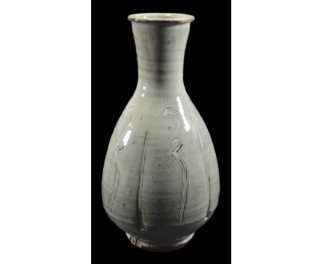 JIM MALONE (born 1946); a large stoneware bottle covered in white nuka glaze, impressed JM and A mark for Ainstable, height 3