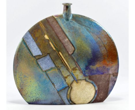 EMILI BIARNES (born 1956); a flask form with metallic lustre decoration, painted mark, height 28cm. (D)   CONDITION REPORT:  