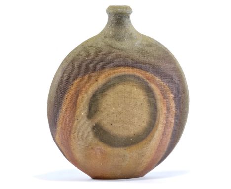 SVEND BAYER (born 1946); a stoneware moon flask, wood fired, height 36cm. (D)   CONDITION REPORT:  Appears good with no obvio