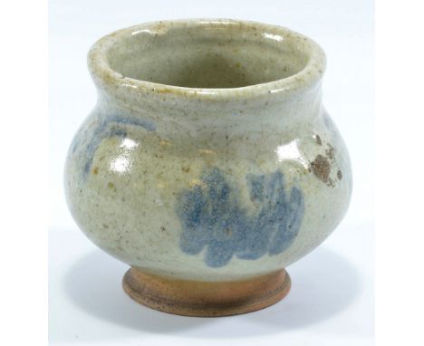 BERNARD LEACH (1887-1979) for Leach Pottery; an early stoneware pot, cobalt decoration on pale grey ground, incised BL and im