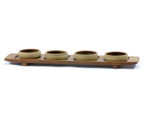 JEREMY LEACH (born 1941) & ROBERT TINNYUNT (born 1940) for Lowerdown Pottery; a set of four stoneware hors d'oeuvres dishes o