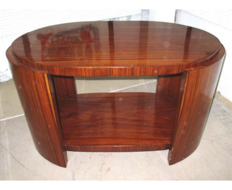 OCCASIONAL TABLE, oval contemporary style with under shelf, 94cm x 52cm x 55cm H. (with faults)