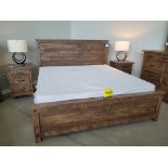 SET OF (1) ADIRONDACK KING BED - MSRP $3,999.00 INCLUDING FLOOR MODEL MATTRESS W/ (2) ADIRONDACK
