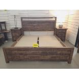 SET OF (1) RUSTIC LOFT KING BED - MSRP $3,194.00 W/ (2) RUSTIC LOFT NIGHTSTANDS - MSRP $1,245.00 EA.