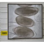 STREAMLINE ART EMBELLISHED CANVAS IN FLOATING FRAME - 30" X 30"