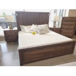 SET OF (1) AVRA KING BED - MSRP $7,032.00 INCLUDING FLOOR MODEL MATTRESS AND DISPLAY BEDDING W/ (