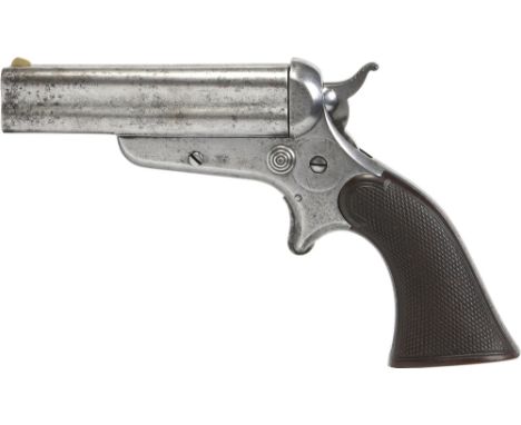A 19th century four shot pepperbox pocket pistol by makers  Sharps & Hawkins, Philadelphia. With sliding cluster barrel and k