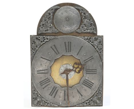 An 18th century Dutch thirty hour Longcase clock movement with brass arch top dial, signed Destree, Couvin, 1789. With silver