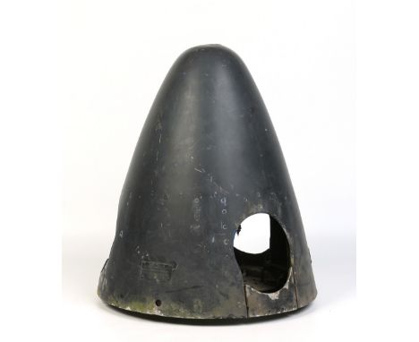 A vintage aeroplane propellor nose cone, 38cm.  Condition Report. To be used as a guide only. In good displayable condition. 