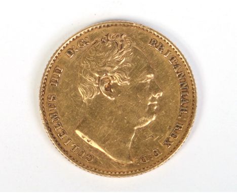 William IV sovereign 1832. Obv. first bust right. Rev. crowned shield. Milled edge. 22mm diameter, 8.02g. Condition Report. T