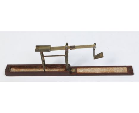 A set of 19th century travelling sovereign scales. Makers A. Wilkinson, Ormskirk, Lancashire, 13.5cm. Condition Report. To be