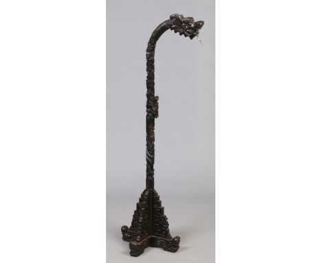 A Chinese carved hardwood lantern stand, 138cm.