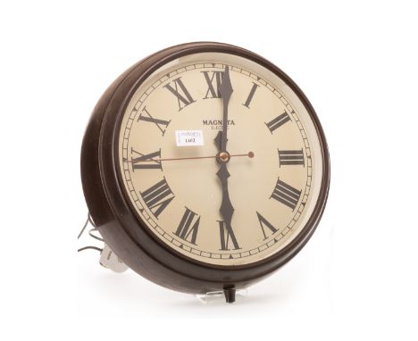 EARLY 20TH CENTURY 'MAGNETA' STATION CLOCK electric movement, white dial with Roman numerals, Bakelite surround, 36cm diamete