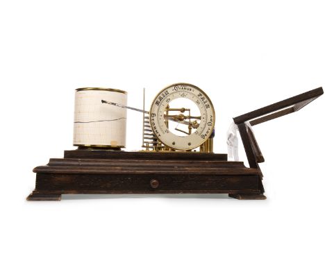 EDWARDIAN OAK CASED BAROGRAPH retailers plaque for Edward of Glasgow, with silvered weather dial Rd. No. 428606, the case wit