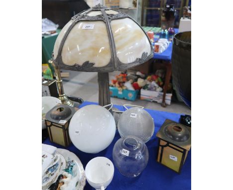 An Art Deco style leaded glass lamp, together with assorted lamp shades Condition Report:Available upon request