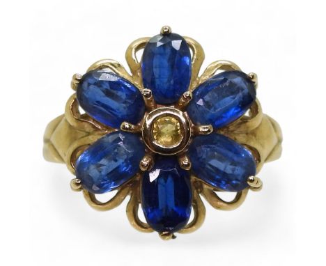 A GemsTV 9ct gold kyanite flower ring, size N1/2, weight 4.4gms Condition Report:Available upon request