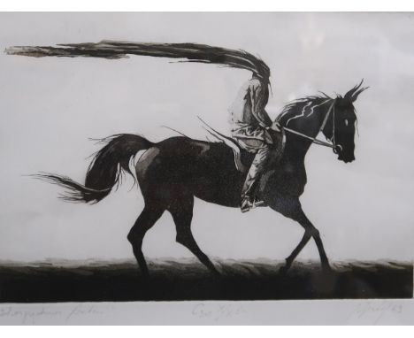 COLLECTION OF MODERN ETCHINGS AND A PRINT SIGNED (4) Condition Report:Available upon request