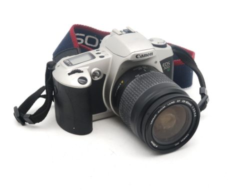 A Canon Eos 500N camera, fitted with a Canon Zoom Lens EF 28-80mm 1:3.5-5.6 Condition Report:Available upon request