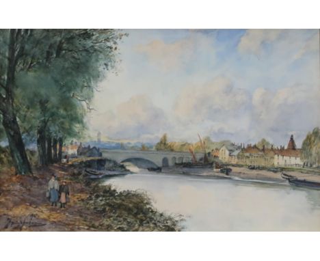 THOMAS SWIFT HUTTON (SCOTTISH 1860-1935) &nbsp;RIVERSIDE WALK &nbsp;Watercolour, signed lower left, 23 x 36cm &nbsp; &nbsp; C