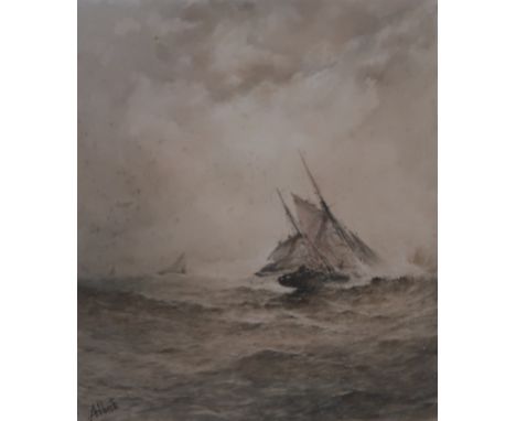 ALBERT C. POLLOCK (20TH CENTURY) &nbsp;SAILING THROUGH THE STORM &nbsp;Watercolour, signed lower left 'Albert', 62 x 54cm Con