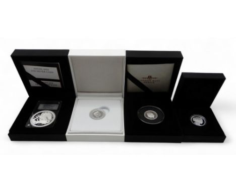 Elizabeth II&nbsp;(1952-2022) 2022 1 OZ Silver Angel (encapsulated) together with three various Elizabeth II and Charles III 