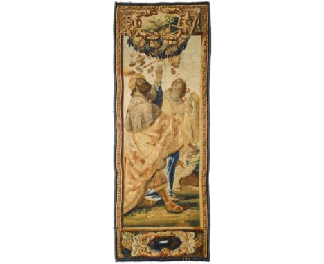 TAPISSERIE D'ENTRES DEUX "ALLEGORIE DES REICHTUMS"Bruxelles, um 1650. Mit der Stadtmarke B B (Brabant – Bruxelles). Aus einer