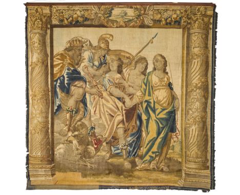 ALLEGORISCHE TAPISSERIEBrüssel, 17. Jh. Signiert François van den Hecke (tätig in Brüssel ca. 1625–1675).Darstellung eines ju