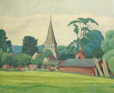 § § Ethelbert White (English, 1891-1972) English church from the greenoil on canvassigned50 x 60cm Oil on original canvas in 