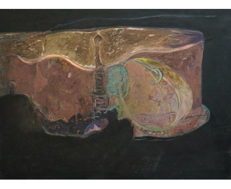 § § Harold Mockford (English, 1932-2023) 'Birling Gap II'oil on boardsigned verso, dated '71 and titled91 x 122cm Oil on hard