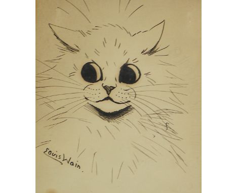 Louis William Wain (English, 1860-1939) Cat studypen and inksigned25 x 20cm Ink on paper now with a a distinct acid line wher