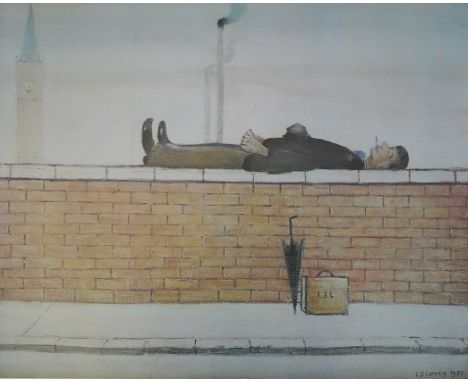 § § Laurence Stephen Lowry (1887-1976) ‘Man Lying on a Wall’offset lithographsigned in pencil and numbered 113/500, published