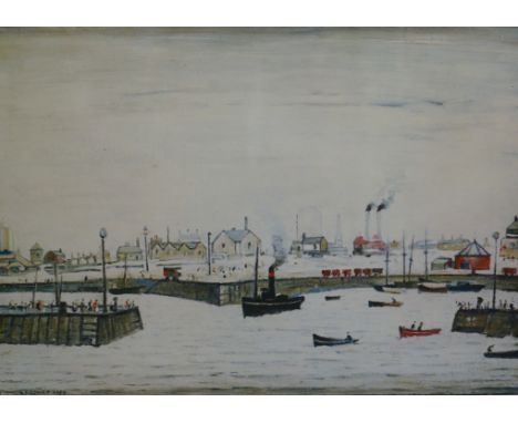 § § Laurence Stephen Lowry RA, RBA (1887-1976) 'The Harbour'lithographsigned in pencil, published in 1972 by Venture Prints, 
