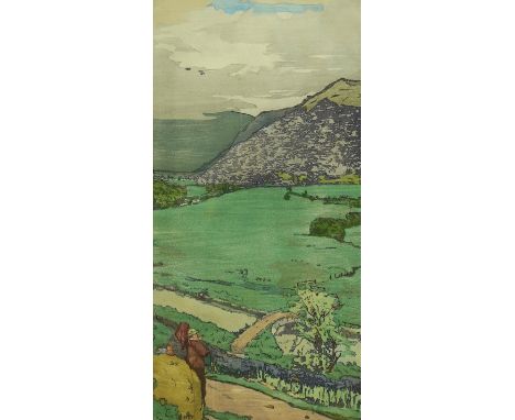 Frank Morley Fletcher (English, 1866-1949) 'Brotherswater'woodcutsigned in pencil, 55/10035.5 x 17.5cm Honest condition, colo