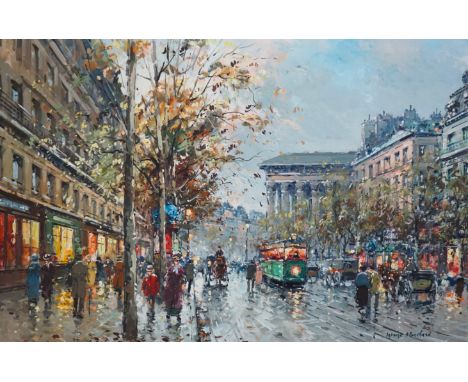 § § Antoine Blanchard (French, 1910-1988) Boulevard de la Madeleine, Parisoil on canvassigned60 x 90cm Oil on original canvas