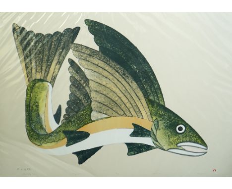 Kenojuak Ashevak CC, RCA (1927-2013) 'Great Big Fish'lithographsigned and number 23/2577 x 107cm Essentially good condition, 