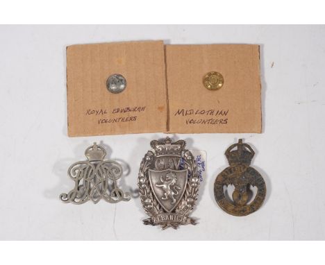 Victorian silver die stamped Queens crown Galloway Rifle Volunteers officer's cap badge, hallmarked for Birmingham 1890, 6.5c
