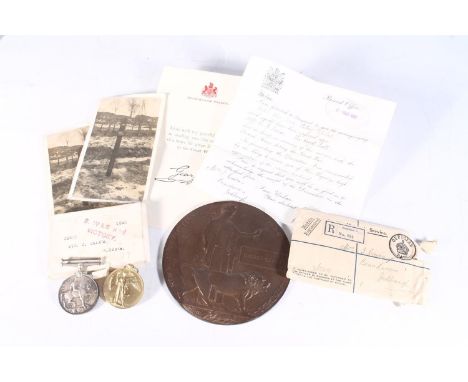 Medals of 28975 Private George Cairns of the 14th Battalion Royal Scots who died 27th August 1918, commemorated at HAC Cemete