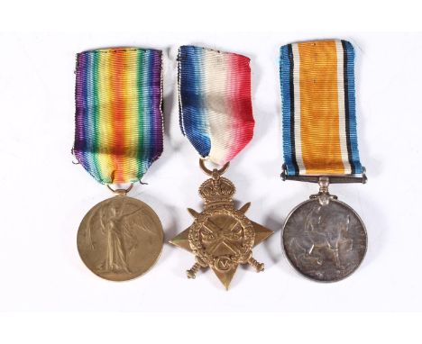Medals of 10235 Private W Henderson of the Royal Scots comprising WWI war medal, victory medal and 1914-15 star [10235 PTE W 