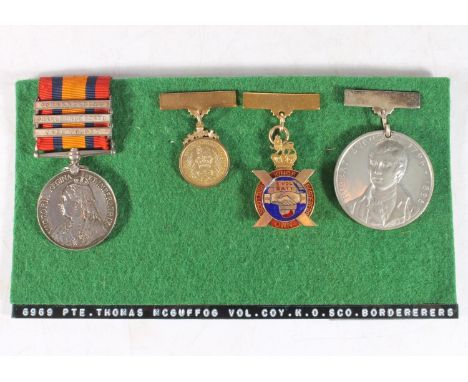 Medals of 6969 Private Thomas McGuffog of the 3rd Volunteer Battalion Kings Own Scottish Borderers KOSB comprising Boer War Q