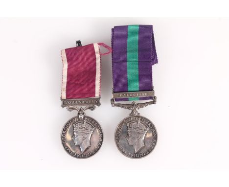 Medals of 3180452 Private J Tait of the Kings Own Scottish Borderers comprising King George VI general service medal with PAL