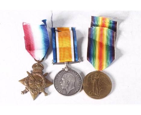 Medals of 17429 Private J Kirk of the Kings Own Scottish Borderers, comprising WWI war medal, victory medal and 1914-15 star 